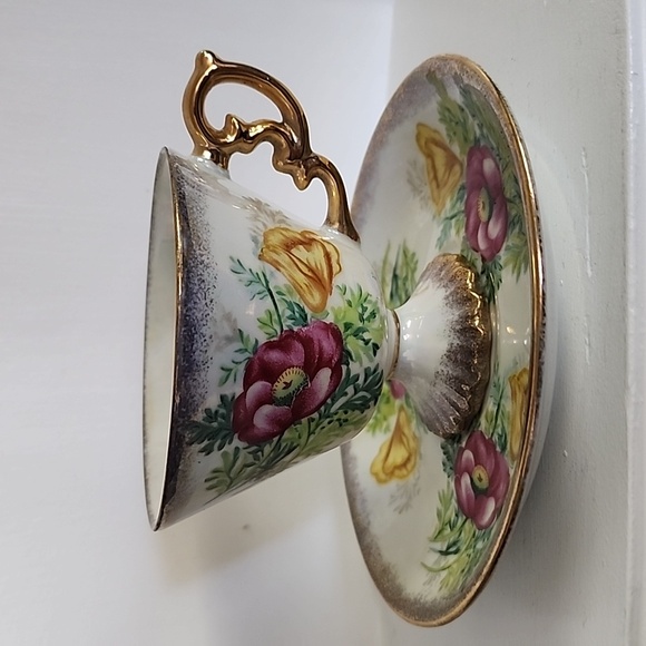 Beautiful vintage tea cup and saucerJapan ceramic Spring Yellow floral design - Picture 4 of 4